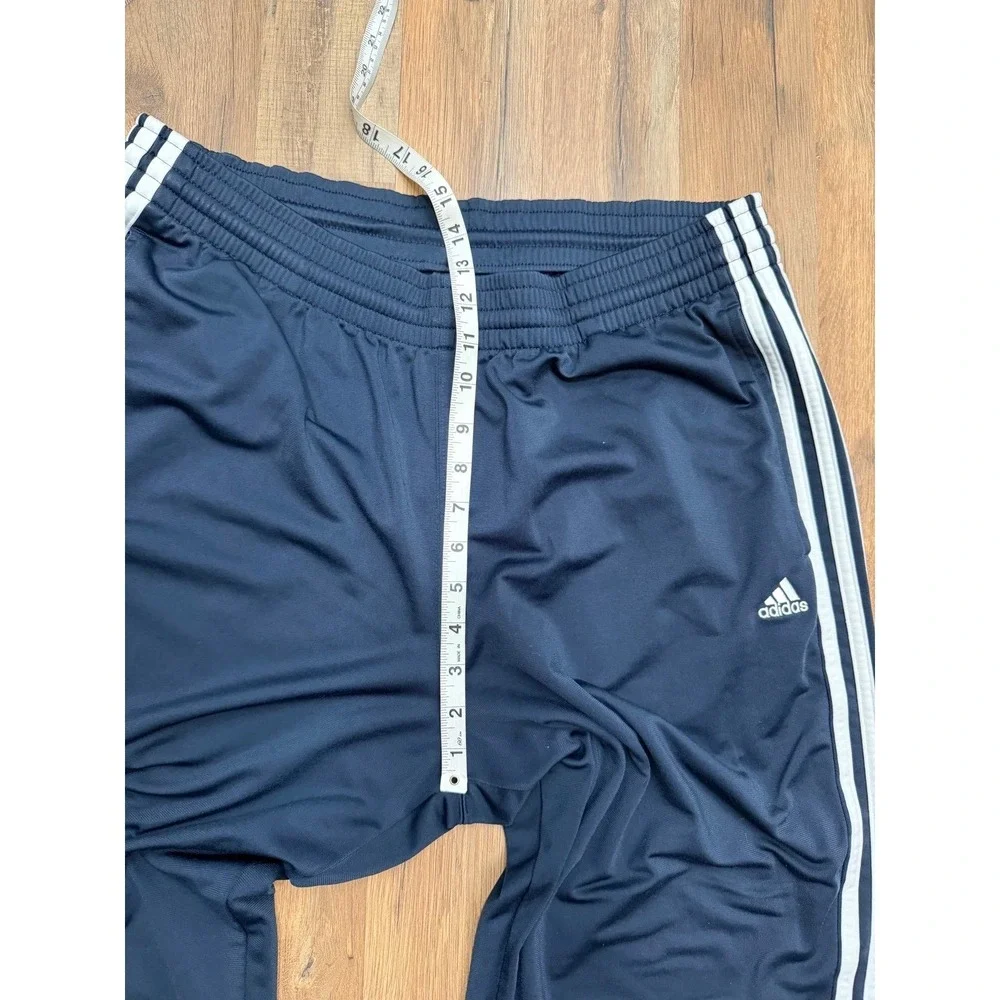 Adidas Men's M Navy Blue 3 Stripe Track Pants Wide Leg Athletic Y2K Style